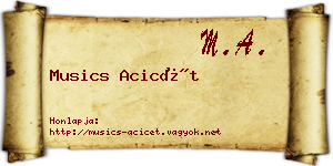 Musics Acicét névjegykártya